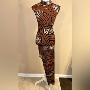 Brown and White Zebra Print Dress